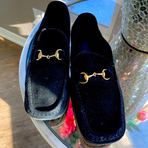 Gucci Vintage Horse Bit Suede Black Loafers Size 8 - Picture 3 of 5